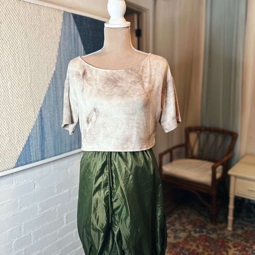 Blue Blush Neutral Tie Dye Oversized Soft Cropped Tee